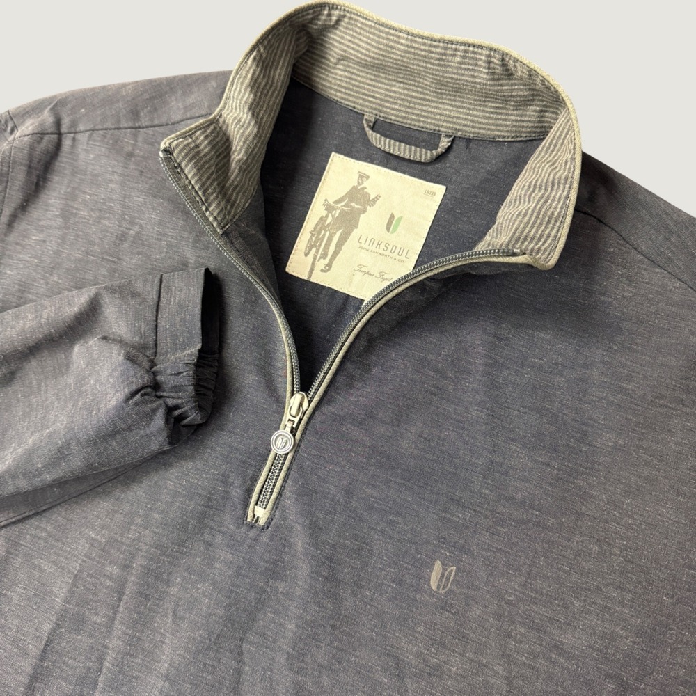 Linksoul Mens Quarter Zip Windbreaker Jacket Gray LS339 Golf Pullover Size Large